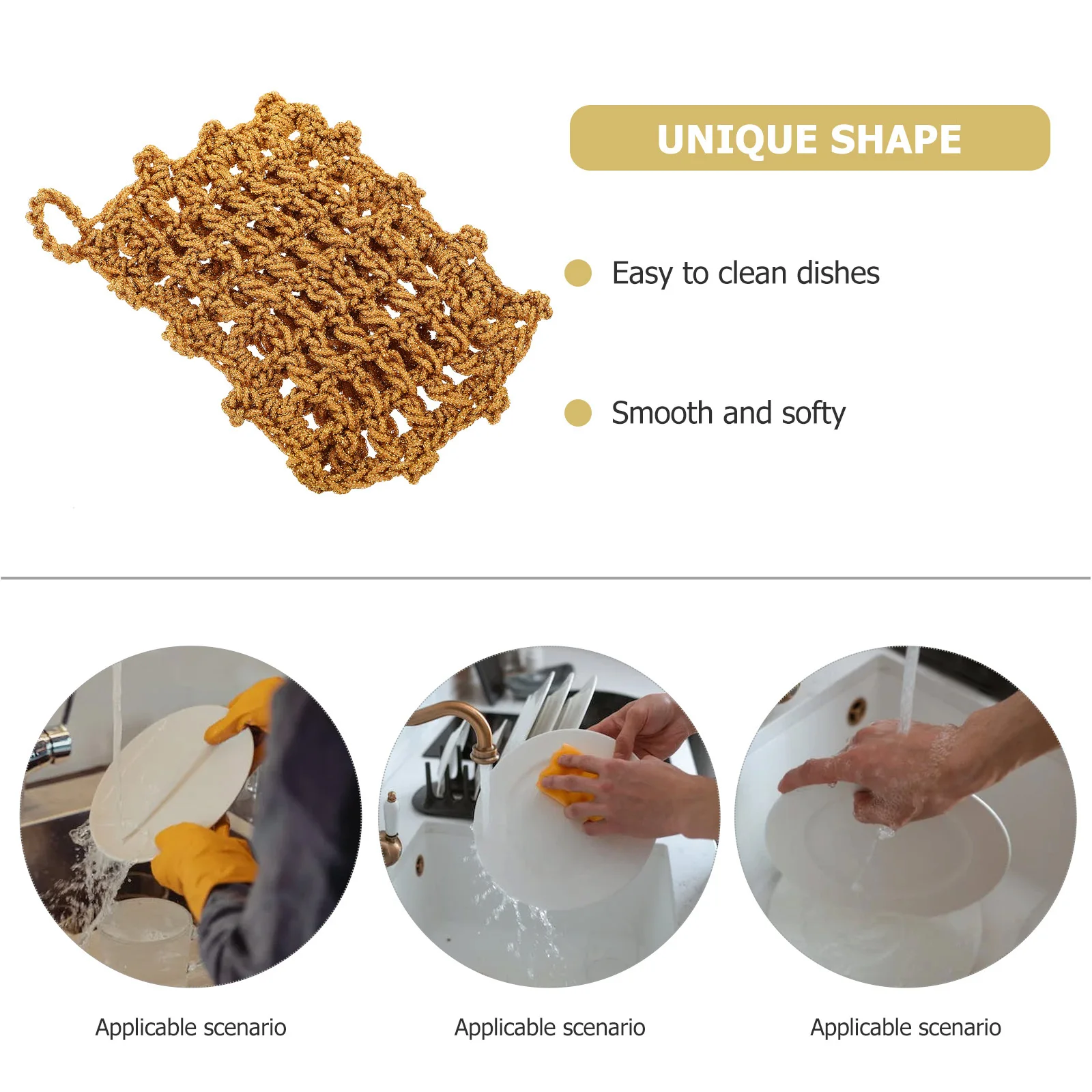

3pcs Dish Cloths Kitchen Cleaning Cloth Not Easily Broken Multi-Purpose Wash Sponge Mesh Net For Dishes Pots Scrubber Pad