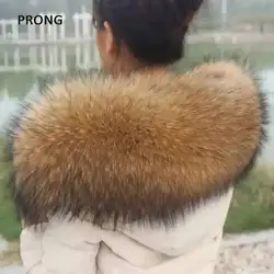 Cuello de piel auténtica Extra grande para abrigo de invierno, bufanda de piel de mapache Natural, capucha de invierno para mujer, decoración de piel, chal, bufandas más cálidas para el cuello