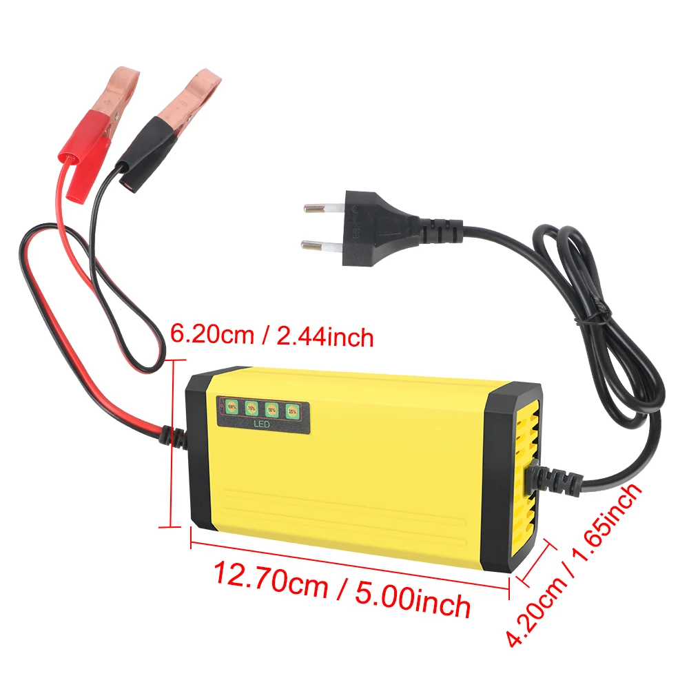 Moto Truck Battery Charger Car Battery Charger 220V Power Puls Repair Charger LED Display Wet Dry Lead Acid Battery 12V 2A