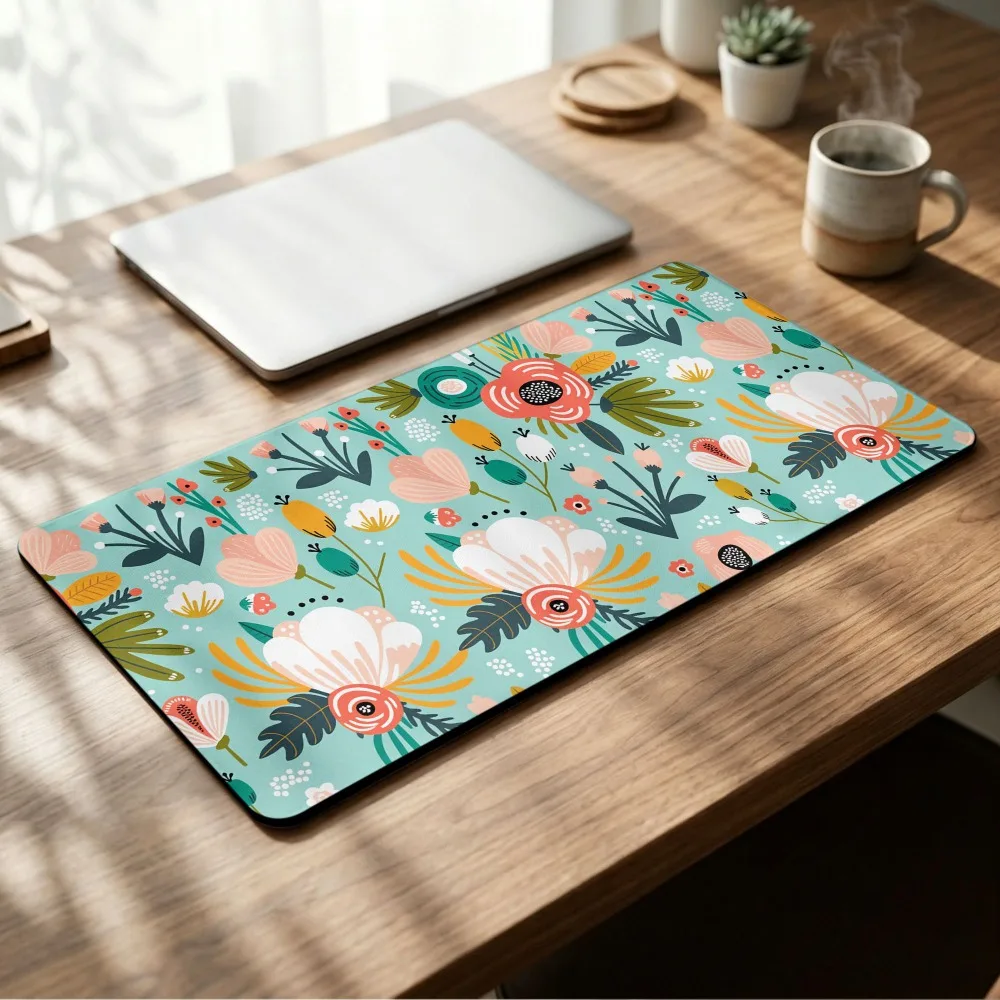 Nappe à motifs floraux imprimés. Nappe esthétique, tapis de bureau, tapis de souris