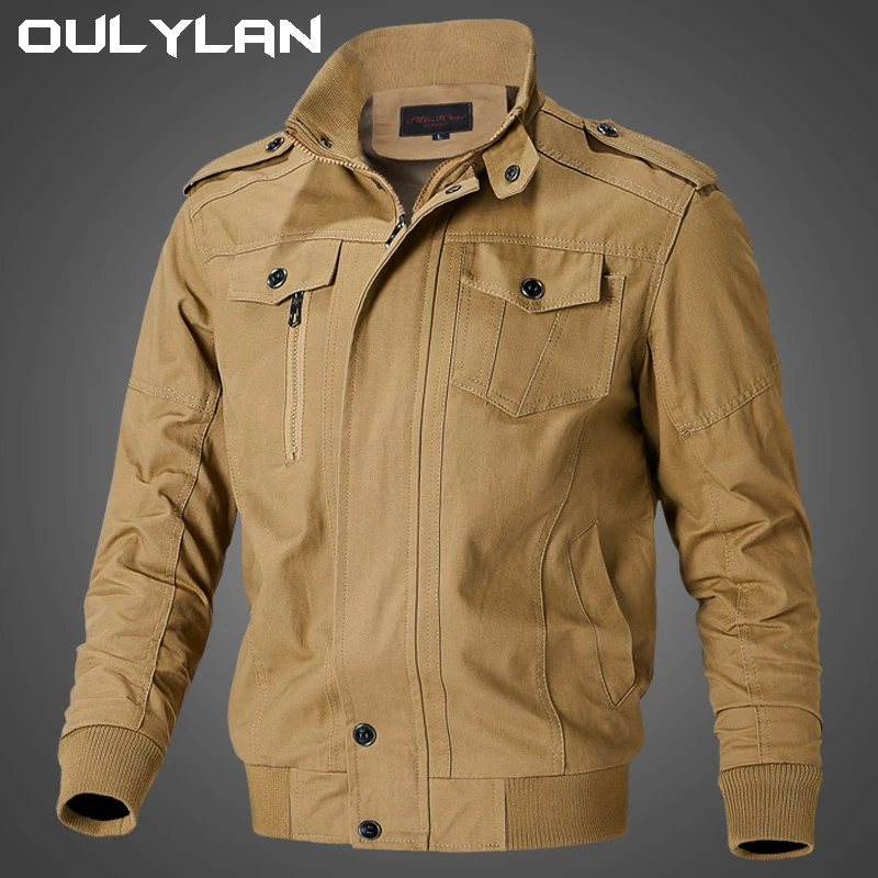 Vintage Jacket for men Spring Fall Versatile handsome work clothes for men stylish bomber jacket Casual hiking cargo coat