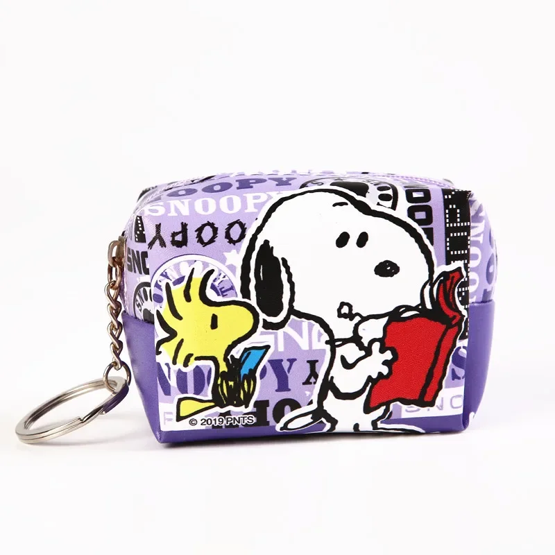 Monedero de Snoopy, bonitos auriculares de dibujos animados, bolsas de maquillaje para niñas, bolsa organizadora de llaves pequeña de viaje de Anime para niños, Mini billetera organizadora de Pu
