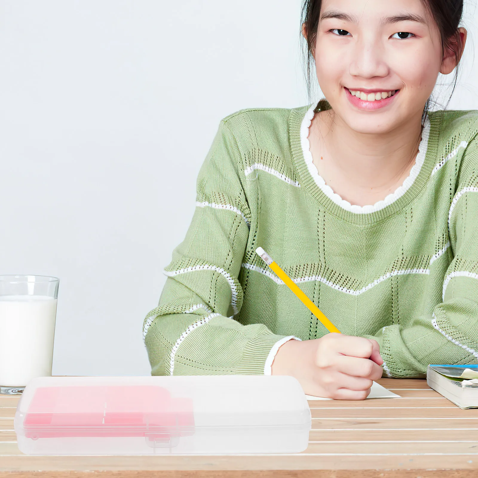 

3Pcs Plastic Pencil Case Stationery Storage Box for School Office Supplies Pen Holder Organizer Hard Portable Container