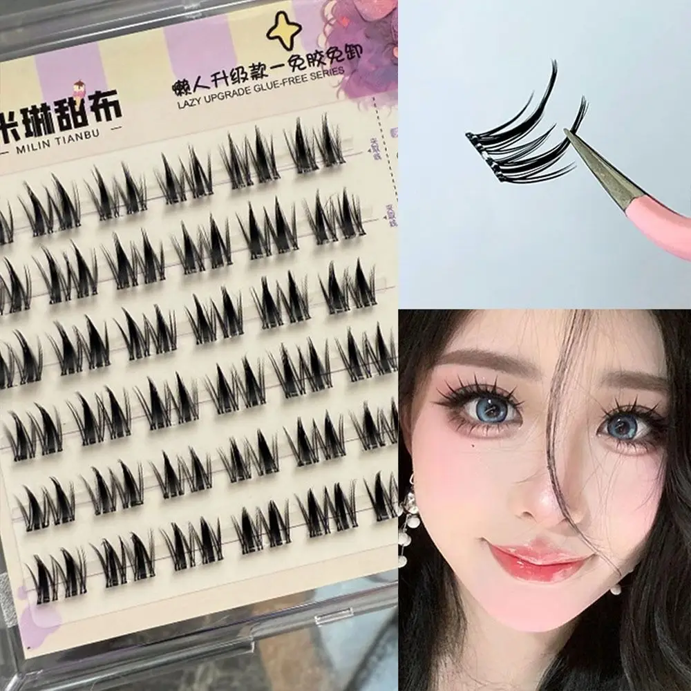 젤리 글루 스트립이 있는 3D 셀프 접착 속눈썹, 글루 프리 만화 속눈썹, 수제 다양한 스타일 분할형 인조 속눈썹 여성용