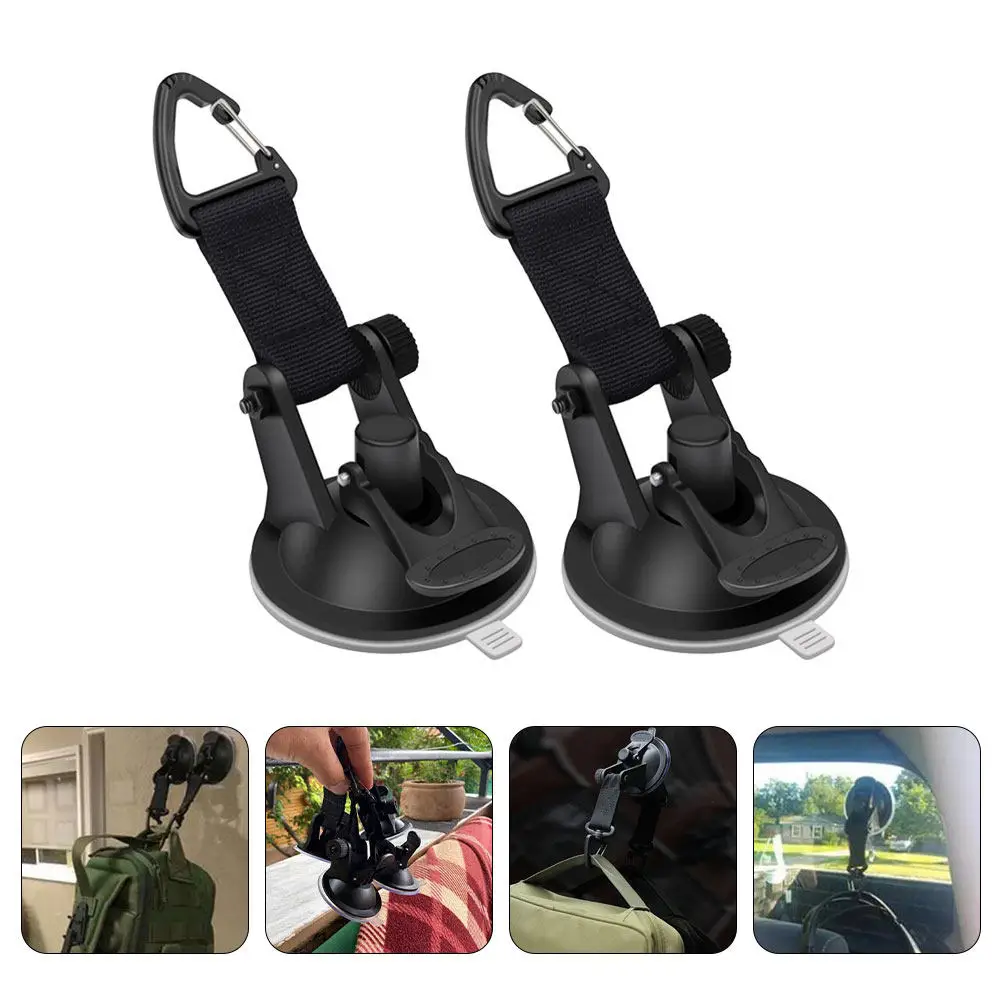 2Pcs Heavy Duty Suction Cup Hooks for Outdoor Travel Camping Tent Glass Window Car Bathroom Kitchen Smooth Surfaces No Drill