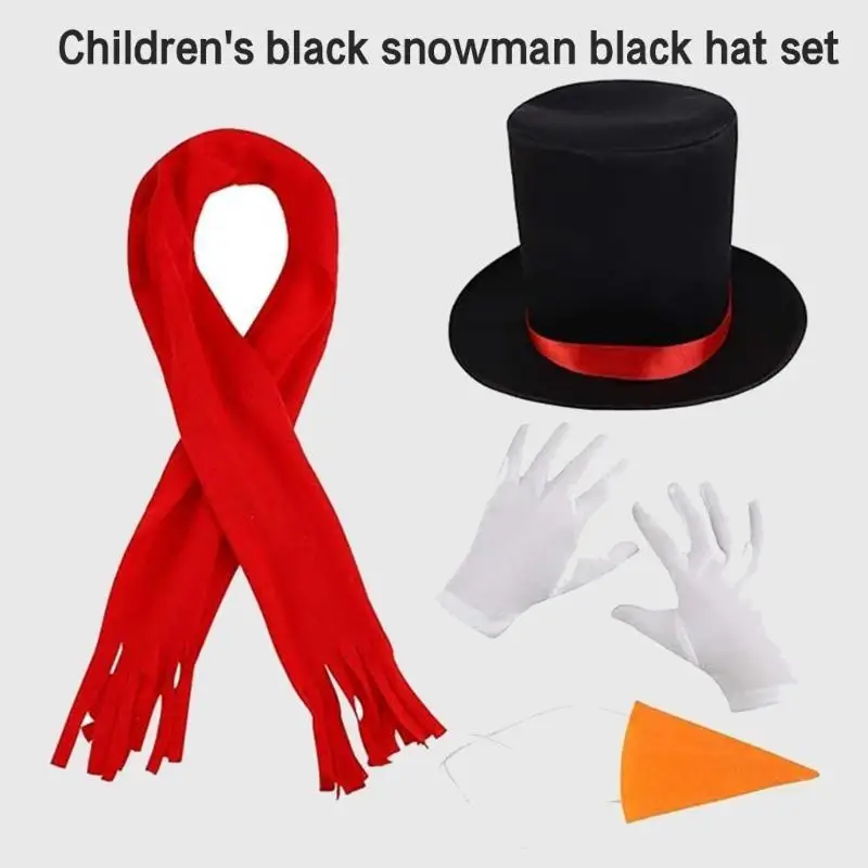 652F فستان ثلج قبعة زي مجموعة للأطفال رجل الثلج موضوع قبعة الحفلات ثلج زي وشاح الأنف أغطية الرأس صور الدعائم