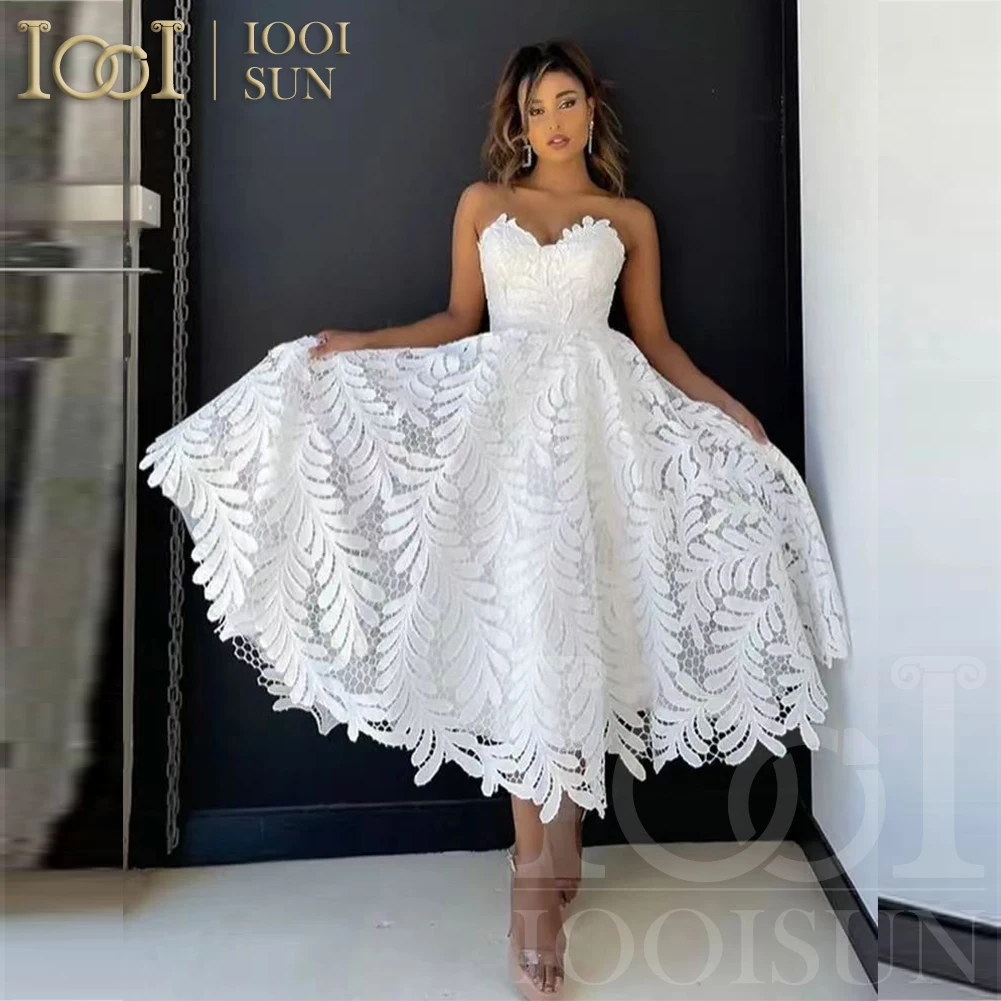 

IOOISUN Short Wedding Dresses Customized Sweetheart Lace Brides Party Dress for Women Bridals Dress Cocktail Gowns