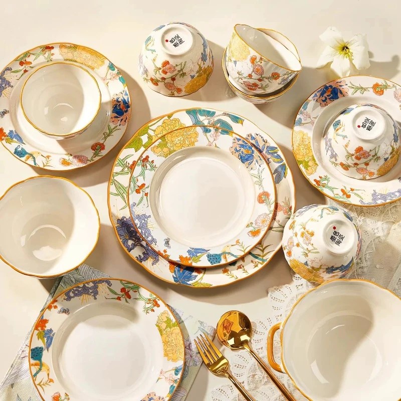 Nordic Full Set Dinner Set Plates Design Unique Elegant Designer Dinnerware Sets Ceramic Luxury Vajilla Ceramica Dinnerware