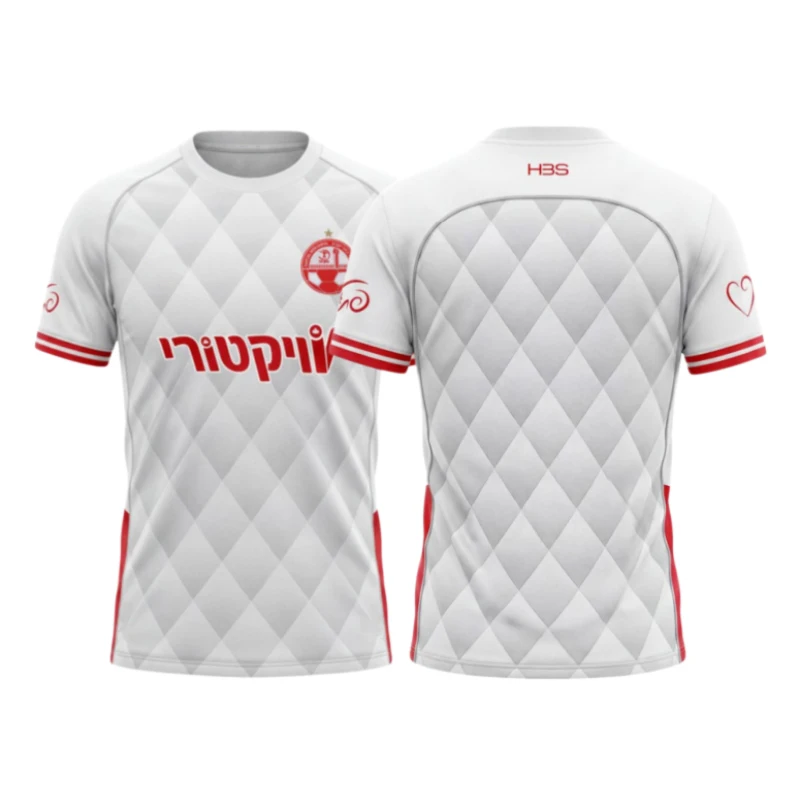 2026 Sommer Herren Hapoel Fußballtrikot Weiß mit Panel-Print Fan-Uniform Atmungsaktives Sportshirt für Training Streetwear-Kleidung – Detail 7