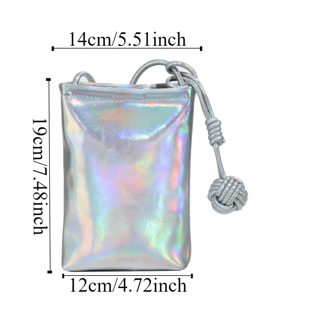 Fashion Pu Leather Mobile Phone Bag Bright Surface Ins Single Shoulder Bag Simple Leisure Crossbody Phone Bag Travel