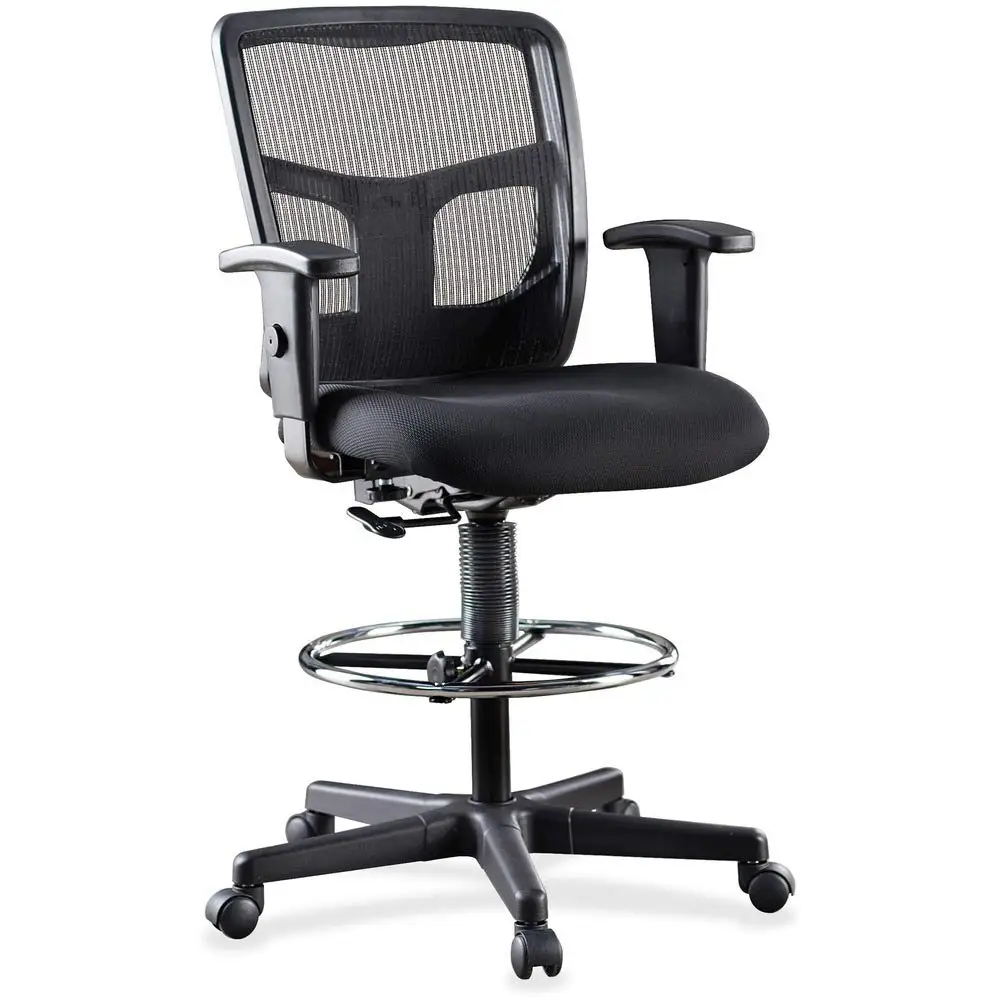 Ergonomic Mid-Back Mesh Office Stool with Fabric Cushion Seat, Adjustable Chrome Foot Ring & Arms, Workspace Comfort, Customized