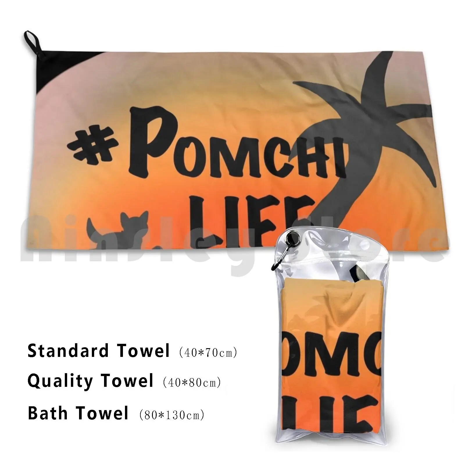 #pomchi Life | Summer Edition Bath Towel Beach Cushion Pomchi Pomchi Life Life Pomeranian Chihuahua Dogs Dog