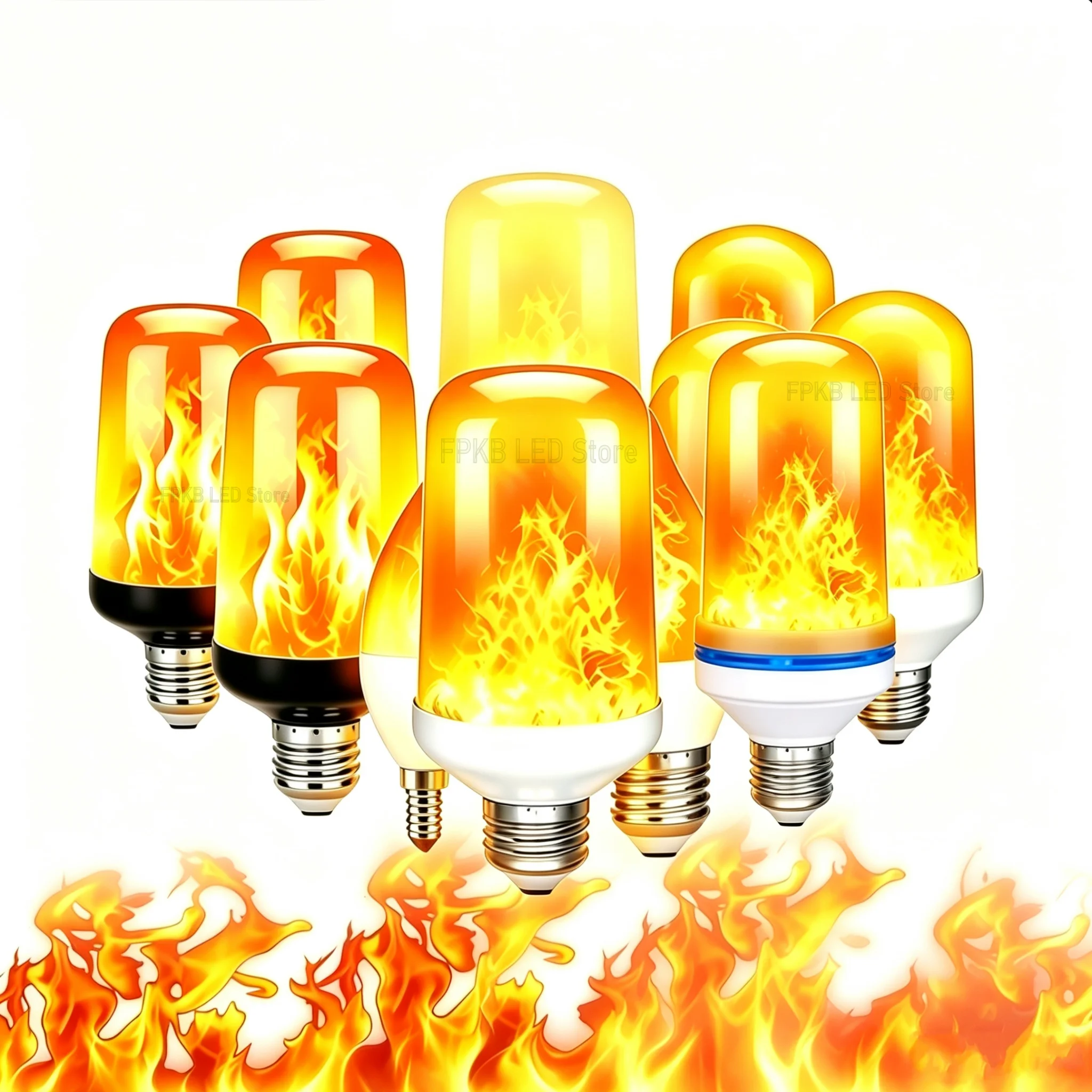 LED Flame Light Bulb 4 Modes E14 E27 Party LED Flame Effect Light Simulation Fire Lights Bulb KTV Festival Garden Decor Lighting
