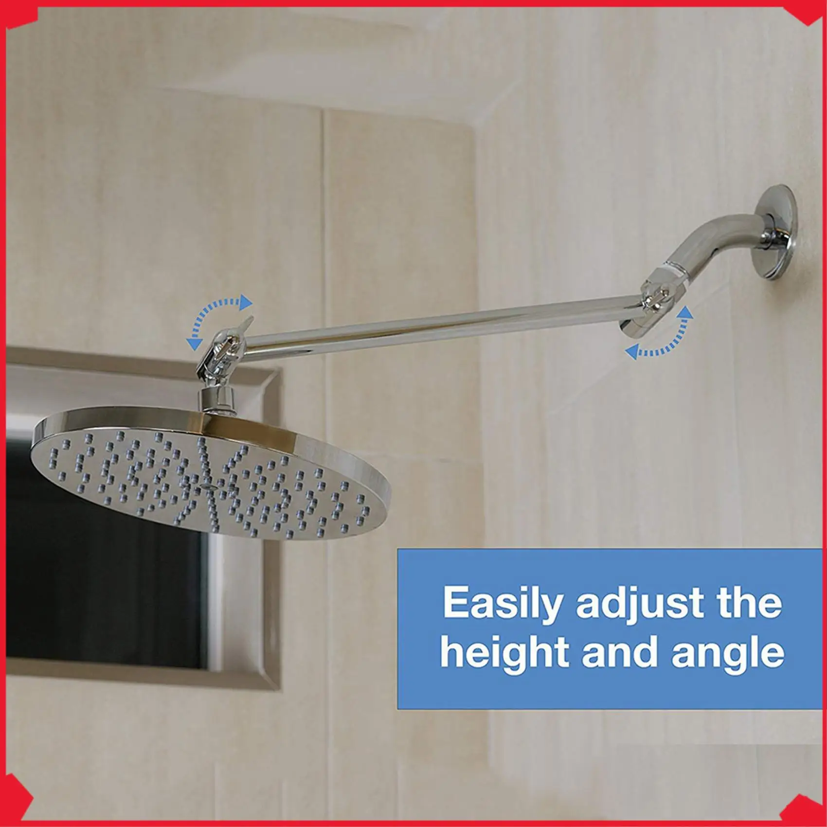 B17B 2X Adjustable Shower Arm Extension By, Brass Shower Head Extension Arm With High Polished Chrome Finish 11+ Inch