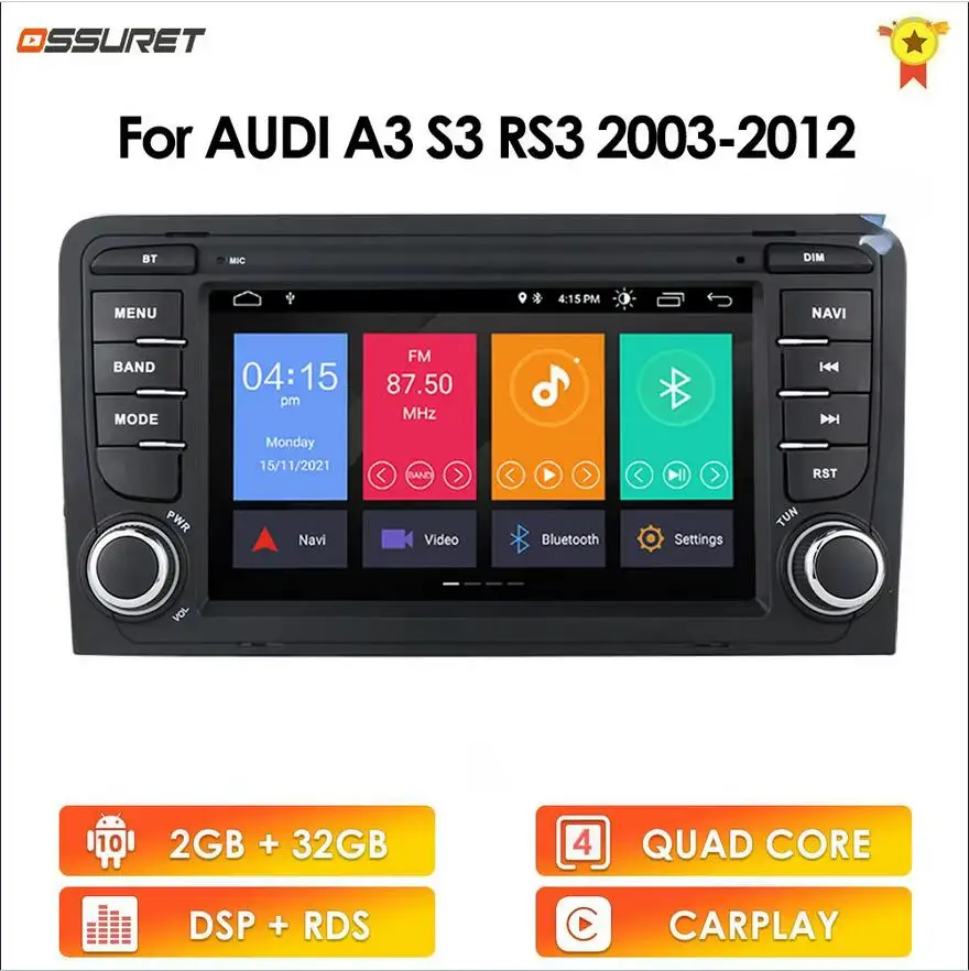 Android Car Radio for Audi A3 8P S3 RS3 Sportback 2003 -2012 Car Stereo Multimedia Android Auto Carplay 7862 Car Screen Player