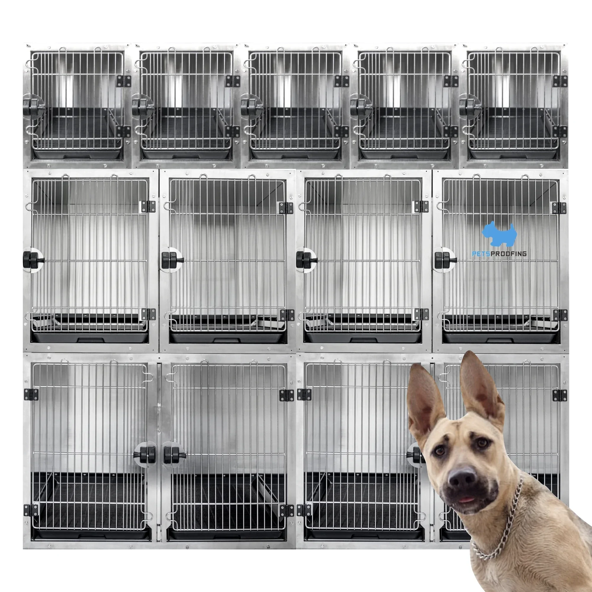 

Clinic Luxury Veterinary cages Heavy Modular Breeding Animal Stainless Steel Vet pet Dog Cage Kennel cages With Solid Walls