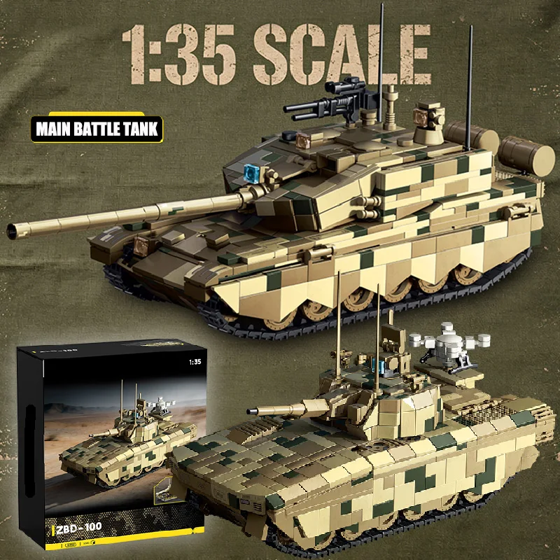 

China Military Type-99B Type-100 Main Battle Tank Model Building Blocks Bricks Set MOC Type-100 Fighting Vehicles Kit Toys Gifts