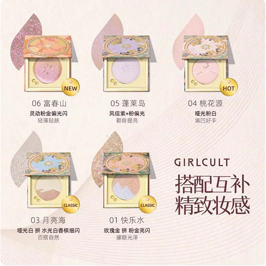 Girlcult Highlighter Palette Matte / Vlek / Shimmer Texture Highlighting Vul gezichtsrimpels in depressions Make-up Cosmetica