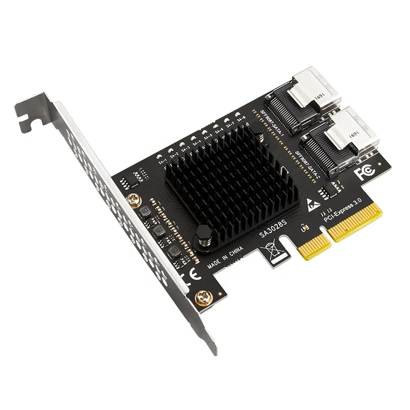 

uniqueZhenLoong SATA Карта расширения 8-портовый разъем SATA 3.0 к адаптеру PCI-E X4 PCIe 4X 6 Гбит/с для ПК IPFS 8 Жесткий диск Expansio