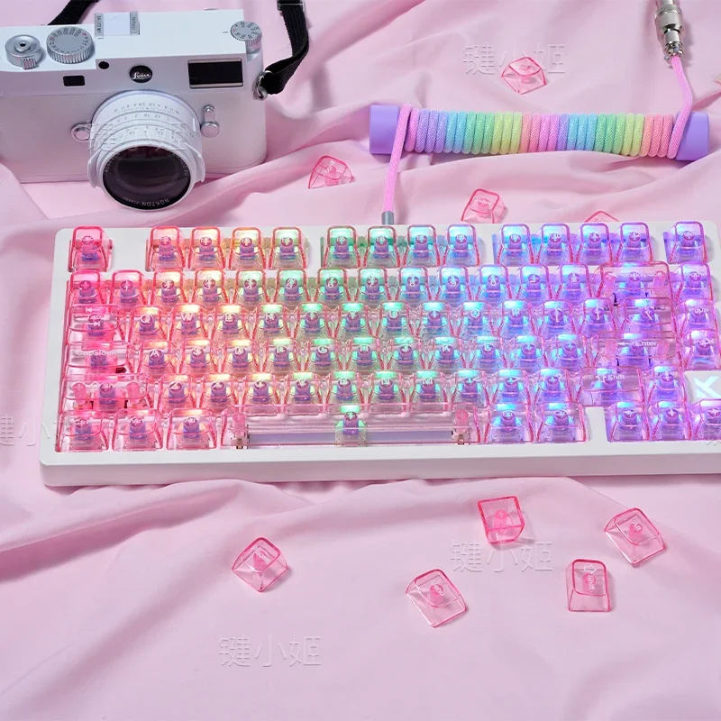 Copritasti personalizzati ad alta trasparenza in polvere di fiori di ciliegio con stampa a pad originale adatta in fabbrica wooting e-sport meccanico k