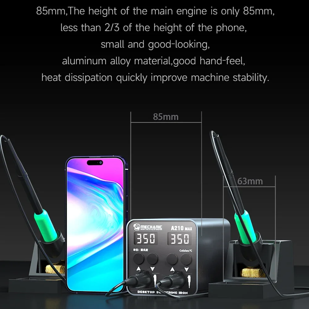 A210 Max Dual-station Constant Temperature Desktop Soldering Station C210 Handel Short Circuit Protection Welding Tools