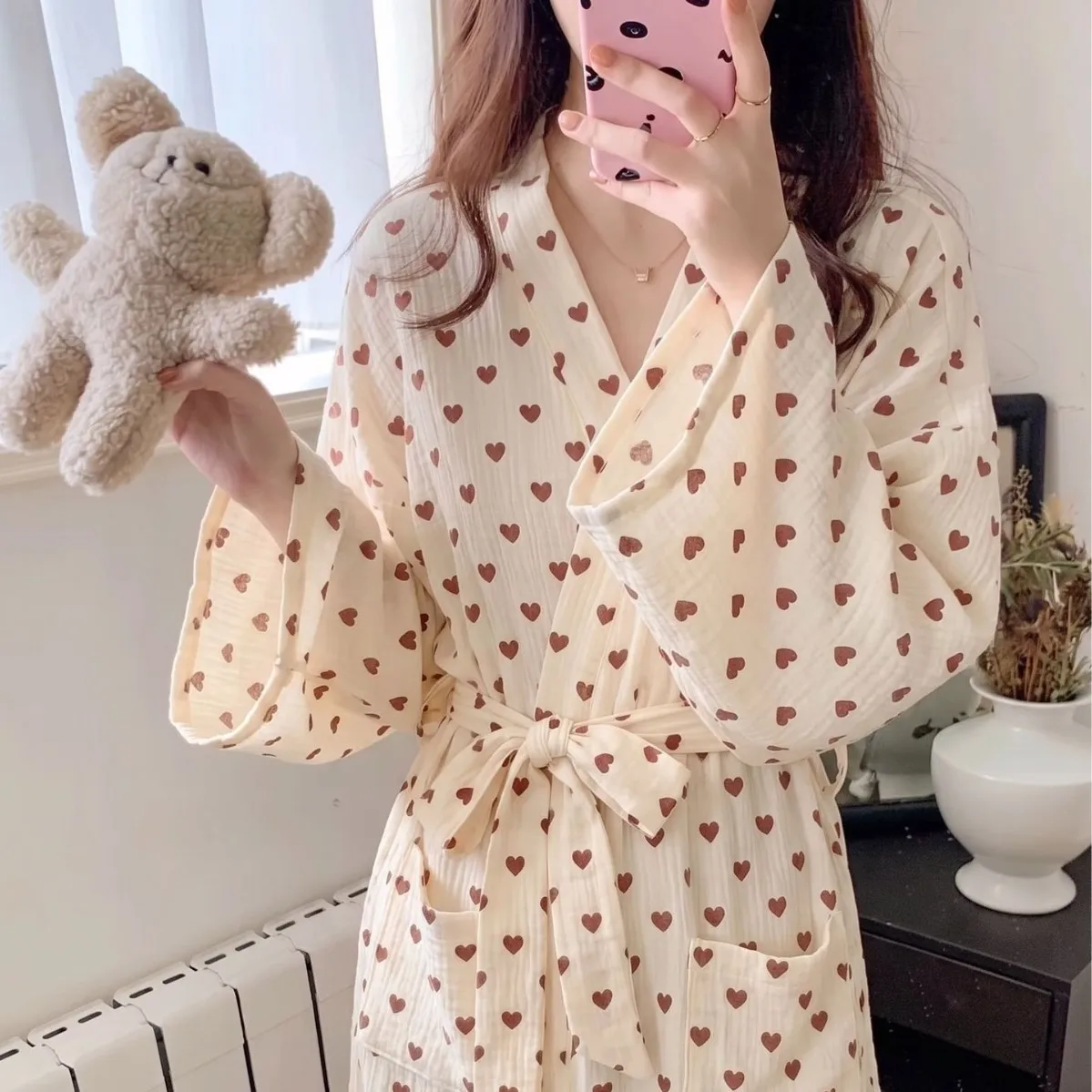 New Women's Robe for Spring and Autumn, Long-Sleeve, Sweet and High-End Long Sleepwear for Girls, Home Wear, Women's Bathrobe image 4