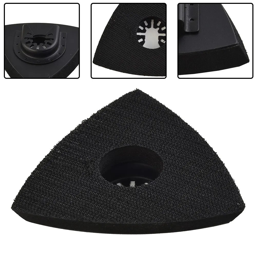 Almohadilla de lijado de herramientas oscilantes triangulares, liberación rápida, 82mm, ajuste Universal, multiherramienta, 80mm, 90mm, 93mm, almohadilla de PU mejorada, NEGRO, 1pc