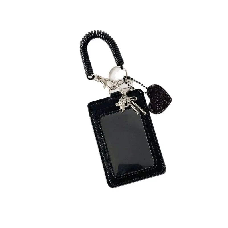 1Pcs  ID card protective cover, black photo booth, keychain, campus card display, storage pendant