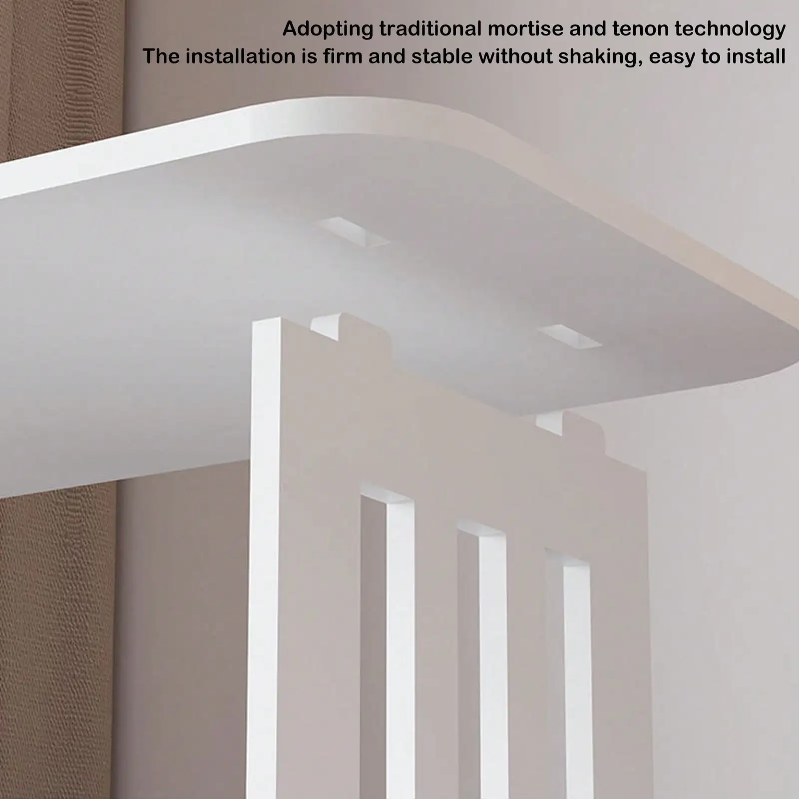 طاولة بجانب السرير ذات الطابقين - خزانة تخزين متعددة الوظائف، تصميم مربع ضيق، ثابت، لغرفة النوم/غرفة المعيشة #3