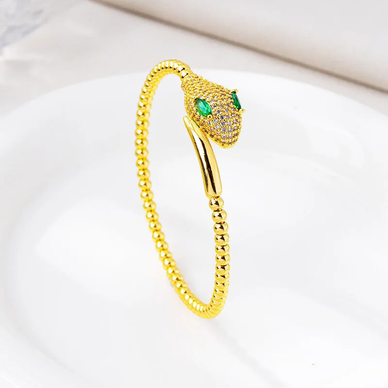 

Роскошный женский браслет в виде змеи из чистого золота 9999 карата, инкрустированный бриллиантами