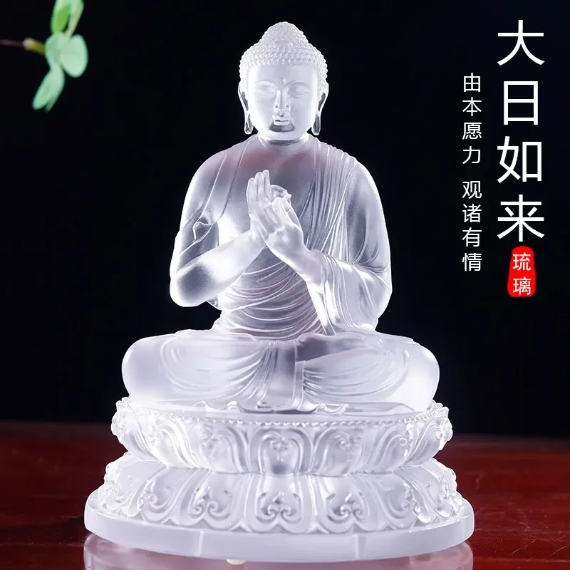 Chan Yue Ancient Glazed Sun Buddha Statue for Home Desktop Offering Living Room Office Display Affinity Crafts Decoration