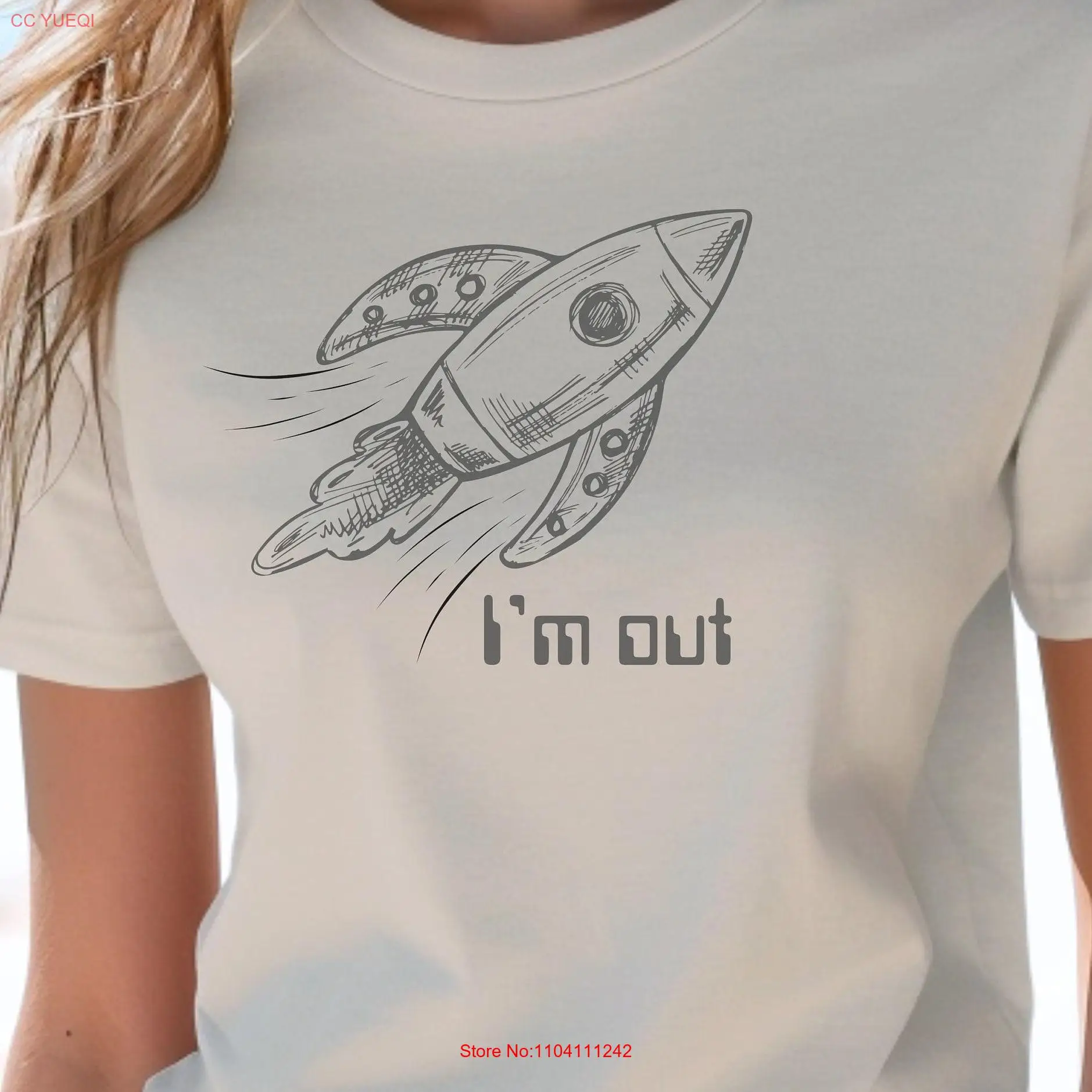 I'm Out Retro Rocket T Shirt Election Anxiety Loss Top Funny Attitude Monochromatic Design Bella Canvas