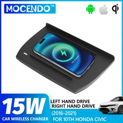 OEM Original Style Super Fast Car Wireless Charger 15W phone holder for ca Honda Civic LHD and RHD 2016 2017 2018 2019 2020 2021