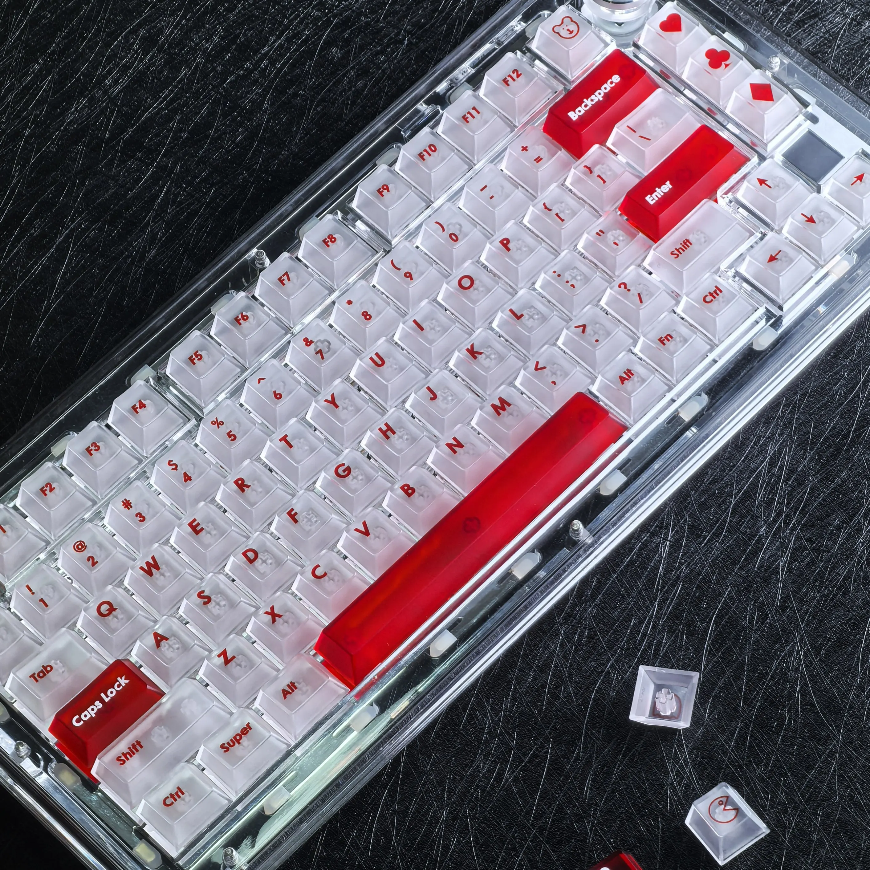 Capuchons de touches russes antibrouillard blanc, 131 touches, sérigraphie cerise, PC Transparent, personnalisé, Hangul, pour clavier AULA F75/F87/F99, bricolage