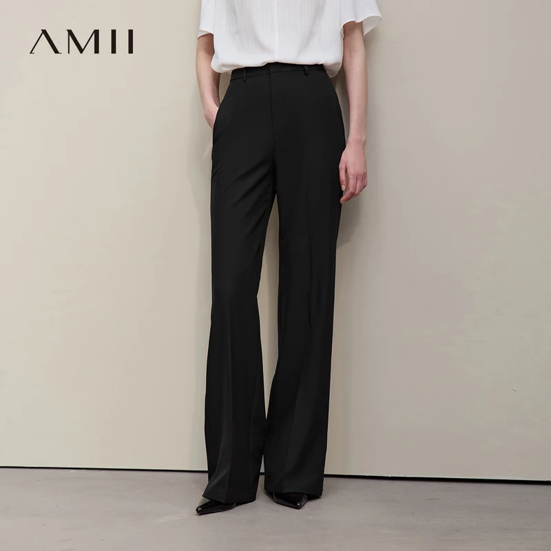 

Amii Women's Flare Pants 2026 Summer New Office Casual Long Woman Trousers Basic Versatile Straight Wide Leg Pants 12641060