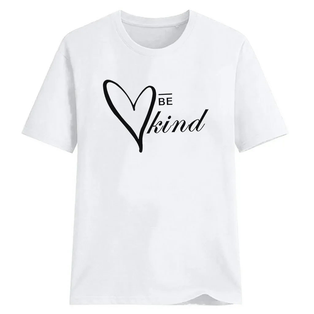 Funny T Shirt Women BE KIND Print Tops  Harajuku Aesthetic Fashion Casual Breathable Tee Clothing Ropa Mujer Cotton