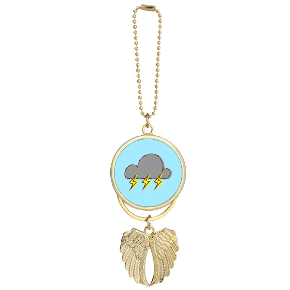 Dark Clouds Thunder Rain Car Keychain Angel Wing Pendant