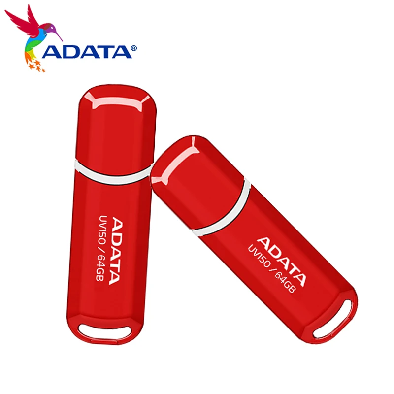 ADATA UV150 USB3.2 Gen1 Flash Drive 32GB 64GB Red High Speed Up to 100MB/s Read Memory Stick for Laptop PC Car TV Plug & Play