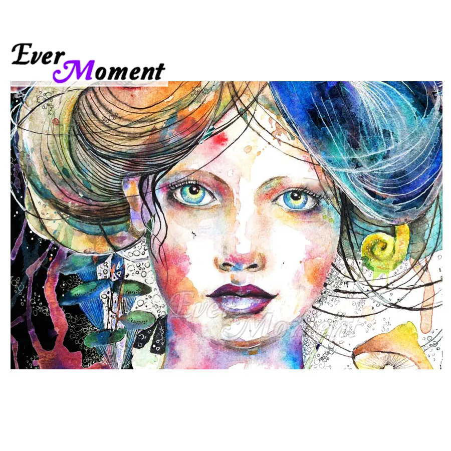 

Алмазная картина Ever Moment, полная квадратная дрель, мозаика, женские красочные волосы, лимон, стразы, алмазная вышивка, украшение ASF2039