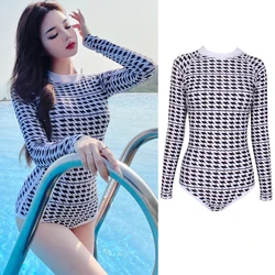 Wisuwore Diving Suit One Piece Long Sleeved Swimsuit Sun Protection Conservative Sports Surfing Leisure Student Swimsuit