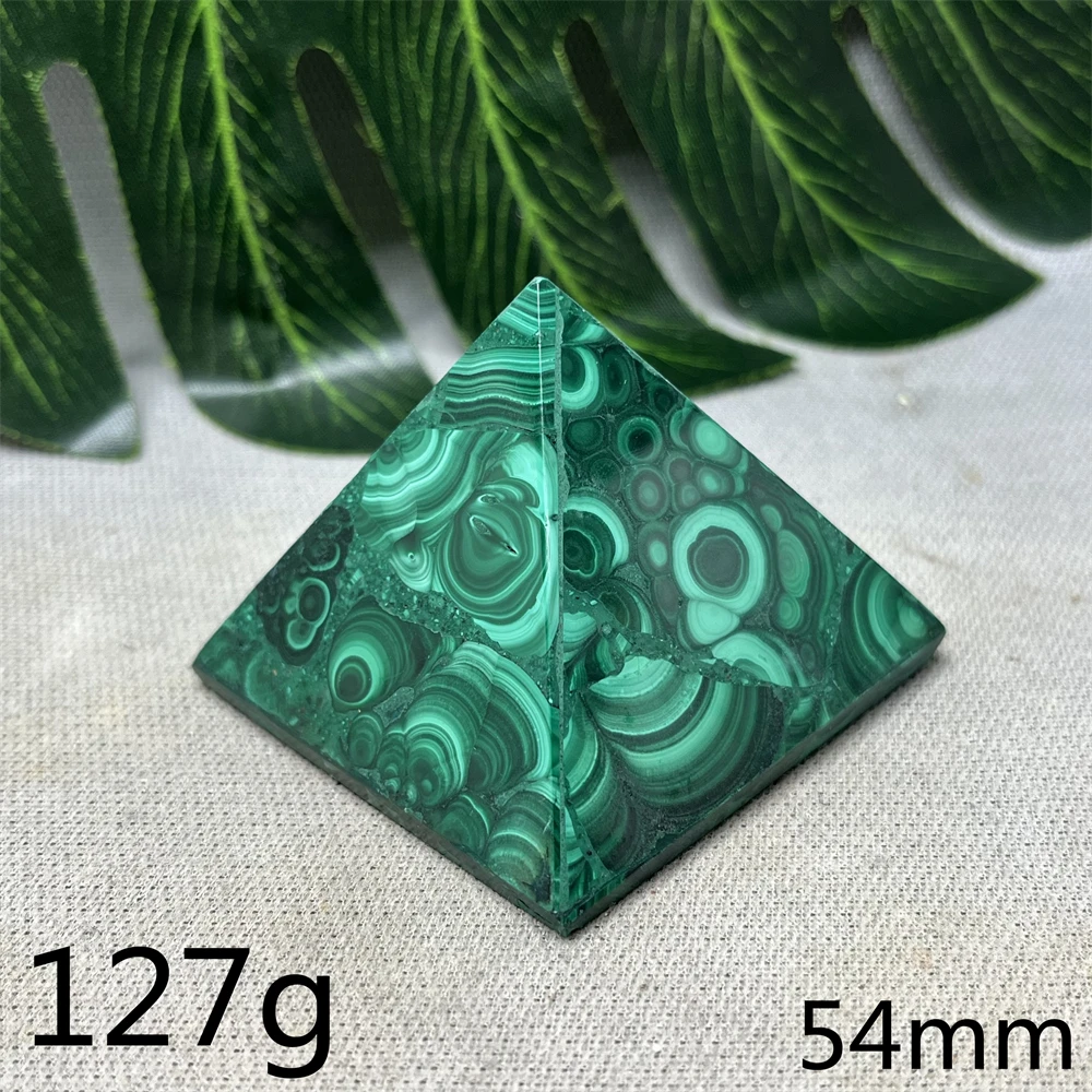 Natural Gemstone Malachite Pyramid Shape Rune Pattern Crystal Handmade Home Room Decoration Gift Witchcraft Altar Prayer