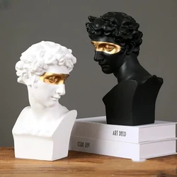Greek Mask David Bust Statue Resin Classic Roman Sculpture Modern Art Home Office Study Room Bookshelf Decor Collection Gifts