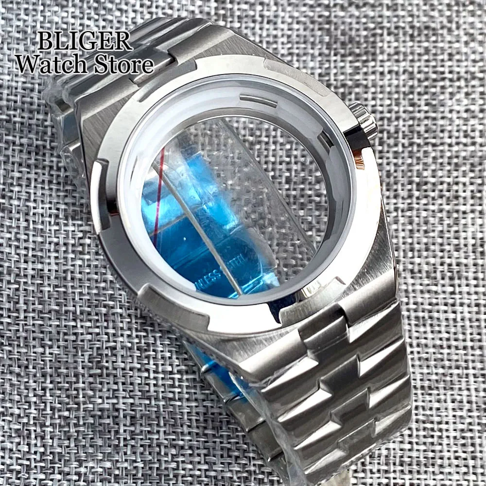 New Silver 41mm Watch Case Bracelet Stainless Steel fit NH34 NH35 NH36 NH38 Sapphire Glass 33mm Dial Set Watch Part