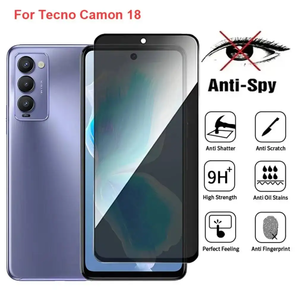 

Camon 18 CH6 Anti Spy Privacy Tempered Glass Screen Protector Compatible For Tecno Camon18 Phone Film