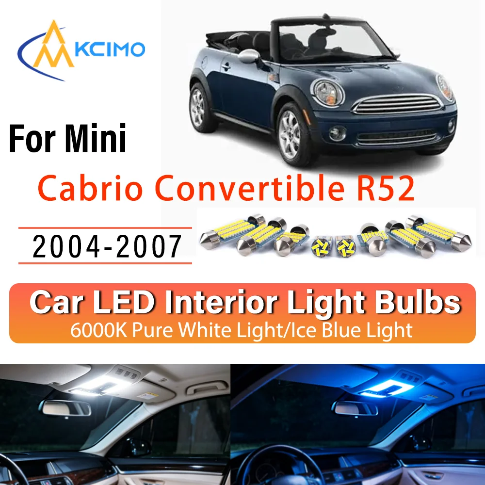 For Mini Cabrio Convertible R52 2004-2007 No Wiring Steady Glow LED Car Inside Light Renovation Kit Direct Replace Overhead