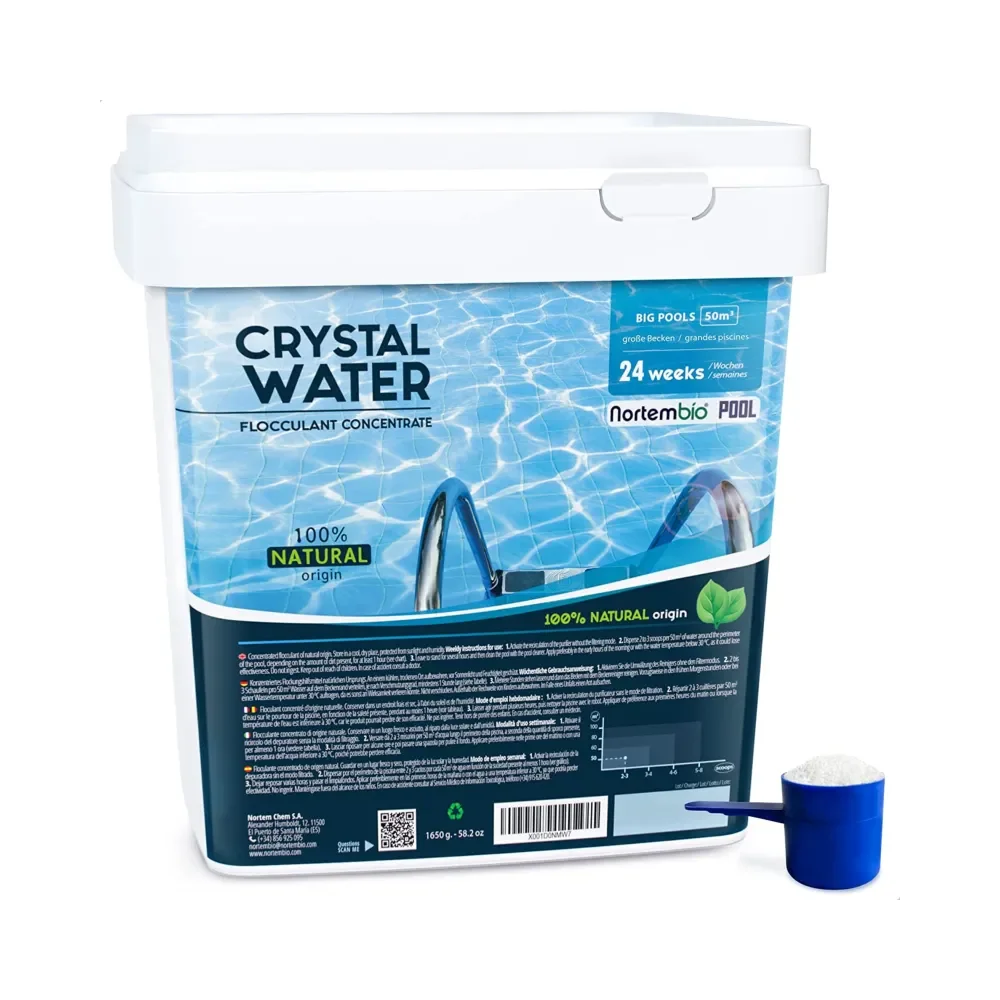 NORTEMBIO POOL Floculante Piscina Concentrado 24 Semanas | Clarificante Agua Piscinas Grandes, Spa | Limpieza Total y Eficaz | Compatible con Cloro, Sal y Antialgas | Sin Aluminio