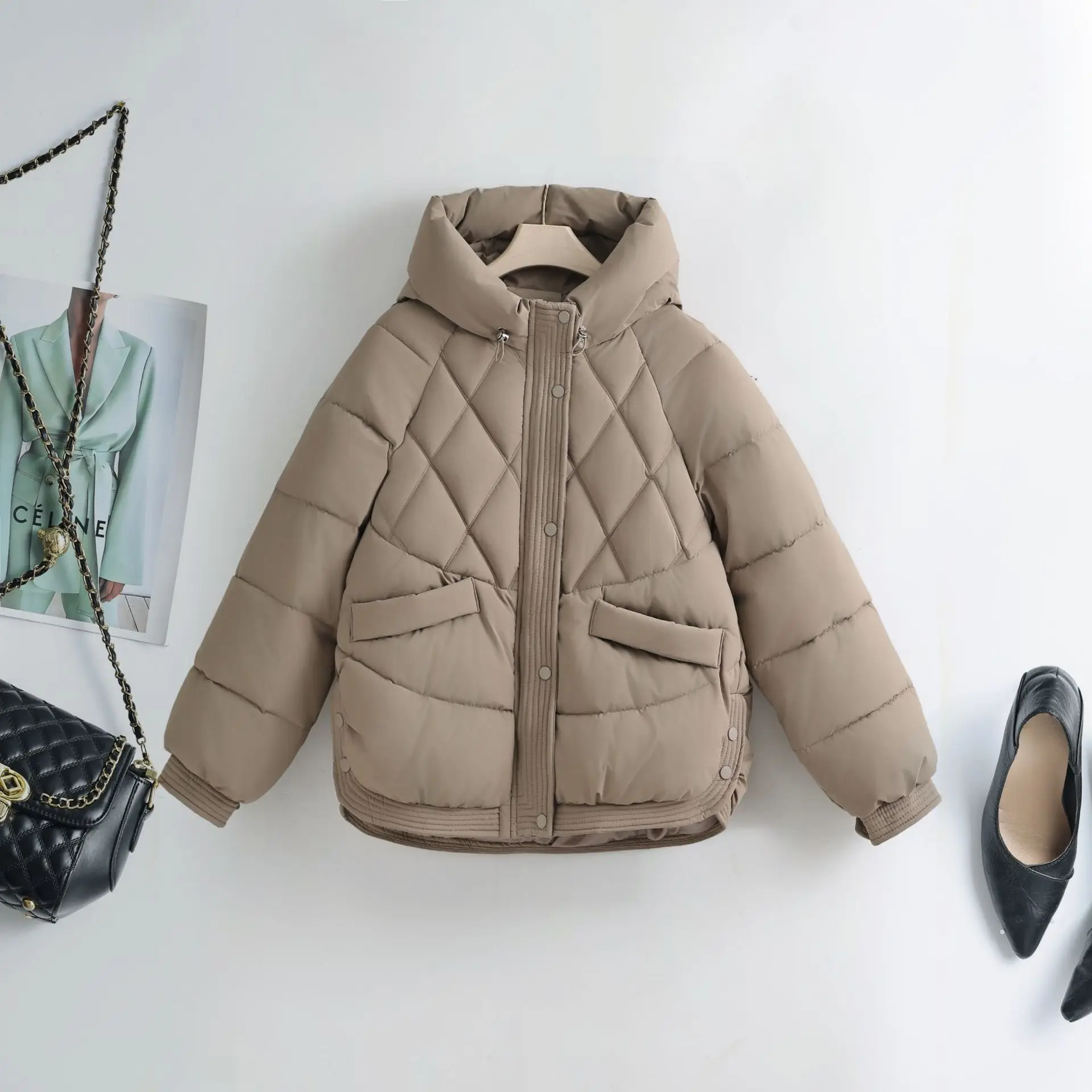 Hooded Quilted Padded Short Loose Thick Warm Casual Trendy Fashion Classic Chic New Hot Women's Winter Jacket Girls Outerwear