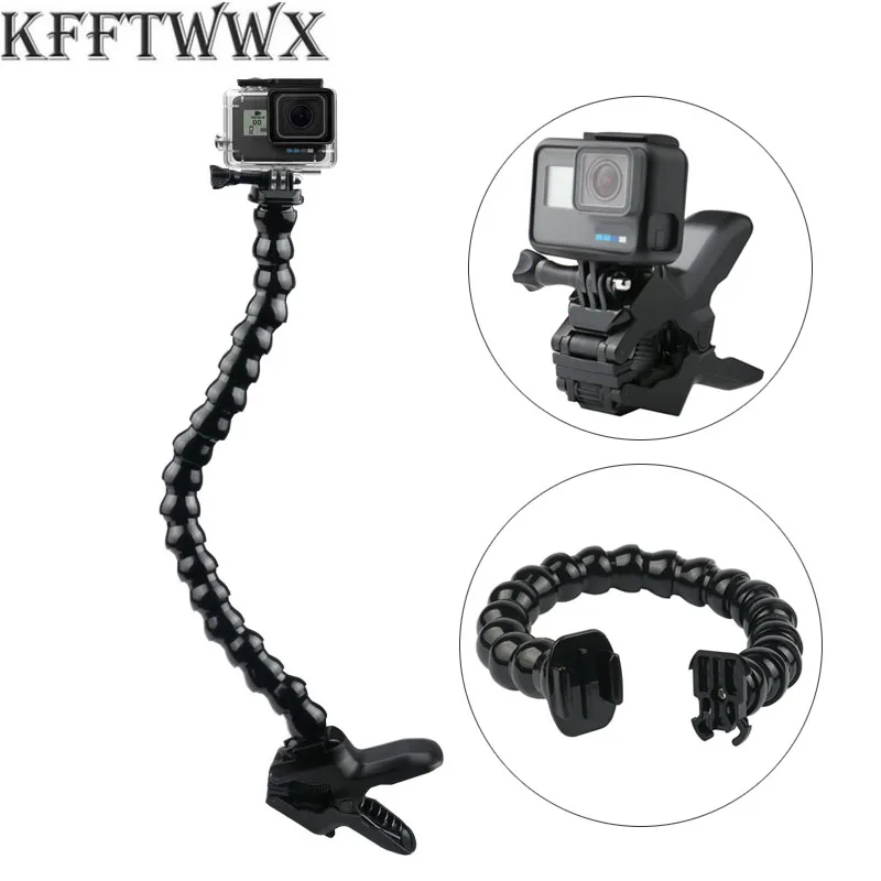 

19-Section Jaws Flex Clamp 17.8 Inch Adjustable Gooseneck for GoPro Hero 12 11 10 9 8 7 6 5 4 3 Session Max Fusion AKASO Osmo 3