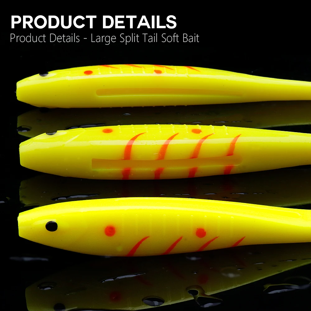 TREHOOK 3PCS/PACK Premium TPR Soft Lure 17cm 18g Floating Soft Plastic Worm Bait Y-tail Swimbait for Big Game Fishing Pike Bass