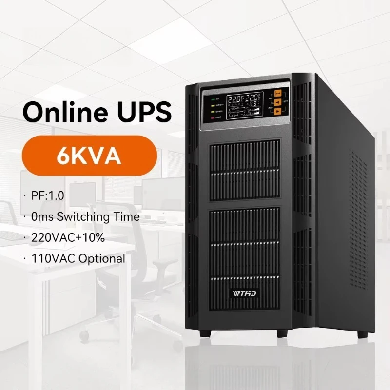 

Single Phase 6KVA Online UPS Double Conversion 110V 220V UPS 6000VA 6000W 6KW UPS Backup Power Supply for Computer PC Home